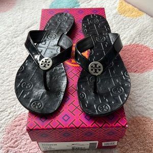 Tory Burch Black Patent Leather Sandals